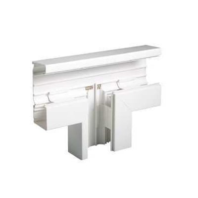Schneider Electric T-stykke TSN161-3 ned i hvid RAL 9016 plast med dimensioner 72 mm højde og 161 mm bredde.