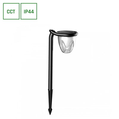 SpectrumLED Solara Brilo 1W sort LED lampe til spyd/vægmontering, med CCT og IP44 beskyttelse.