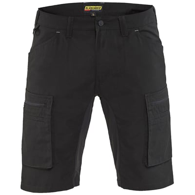 Blåkläder service shorts i sort, str. 50, med stretchpaneler og flere praktiske lommer foran.