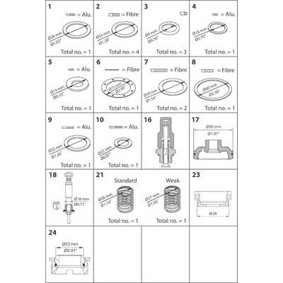 Oversigt over reservedele til Danfoss PMFH pumpe, size 80-3, med nummererede komponenter og dimensioner.