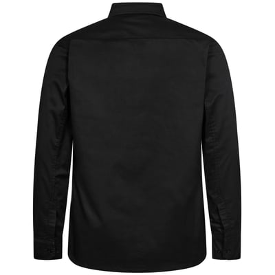 Sort Engel Extend arbejdsskjorte i størrelse 2XL med lange ærmer, krave og knaplukning, set bagfra.