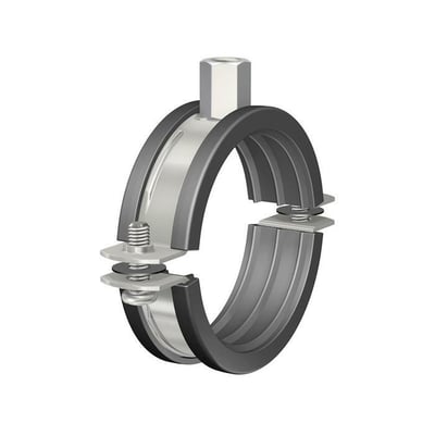 Flamco rørbøjle brs-a i syrefast stål med sort gummibånd, passer til 56-61 mm rør, med M8/10 gevind.