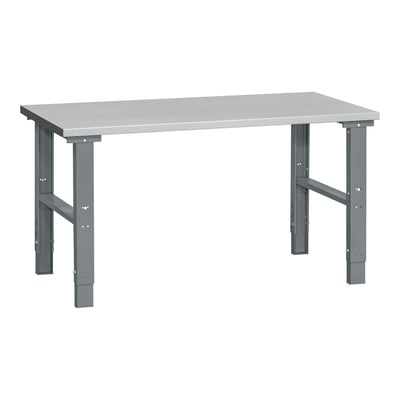 WFI filebænk HD 500 med slidstærk stålbordplade på 1600x800 mm og justerbare grå stålbukke.