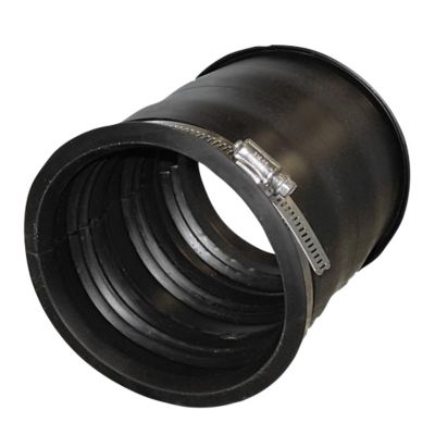 Lauridsen anboringsmanchet i sort EPDM-gummi med et justerbart spændebånd i metal for rør på 63/75 mm.