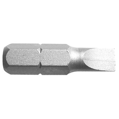 Ironside S2 Plus-bit med lige kærv og 1/4-tommes sekskantfæste, vist vandret med kærvenden til højre.