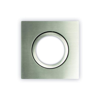 Scan Products Luna Quick/Combi install front i børstet aluminium, 88mm rund i diameter med hvid baggrund.