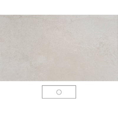 Beige Svedbergs Jura bordplade på 121 x 46 cm uden armaturhul, vist med en let nubret overflade og enkel skitse.