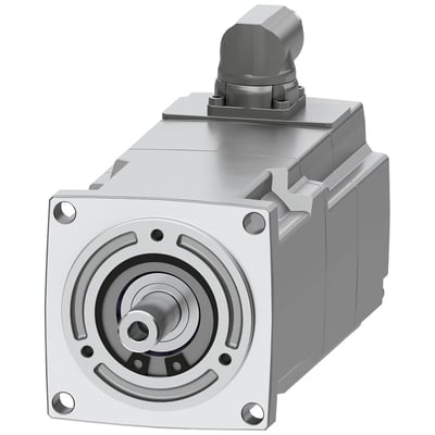 Siemens SIMOTICS S-1FK2 CT servomotor med cylindrisk aksel og drejelig M17 stik på hvid baggrund.