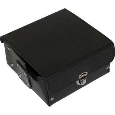 Elma Instruments taske i sort kunstlæder til DAVO-MEG 1002, viser lås og sømme på neutral baggrund.