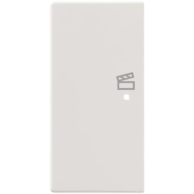 ABB Free-Home tangent med scene-symbol og en lille indikatorlampe, i hvid plast.