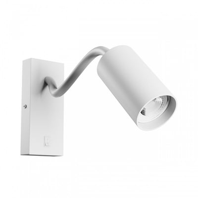 SpectrumLED Squalla Variosa Flexi Switch GU10 væglampe i hvid, med fleksibel arm og integreret afbryder.