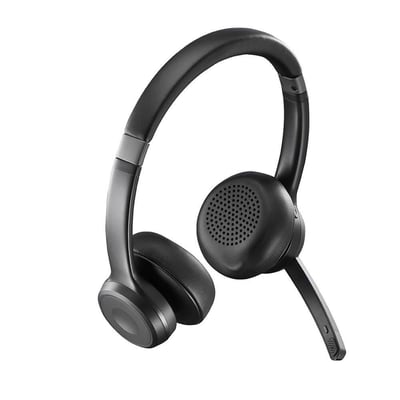 Sorte PC Office BT700 BT on-ear Bluetooth headset med justerbar mikrofonarm og kontrolknapper på ørekoppen.