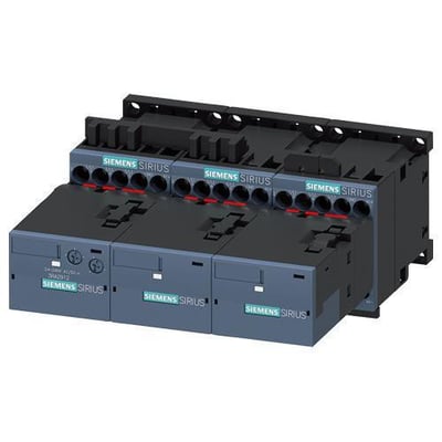 Sirius kontaktor til stjerne-trekant start, 3-polet, 5.5 kW AC-3, 230V AC med skrueterminaler og integreret interlock.