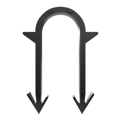 Sort svejset rørclips med bueformet åbning og spidse monteringsender, Ø20 x 57-60 mm, 300 stk.