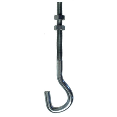 PN Beslag tøjsnorkrog PN 7110, 155x8mm, elforzinket, med to møtrikker på en bolt.