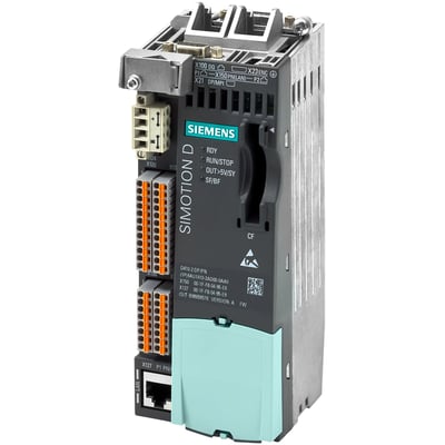 Siemens SIMOTION drev D410-2 DP/PN motion controller med flere interfaces og porte som Ethernet, Profibus og Profinet.