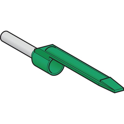 Schneider Electric ledningsafslut til 0,25mm2 ledninger i grøn farve med hvid isoleret ende.