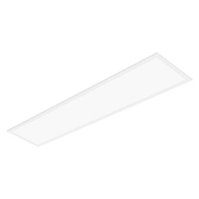 Hvidt LED-panel fra LEDVANCE, Panel Comfort DALI med Power Select, 33 W og formatet 120 x 30 cm, set skråt forfra.