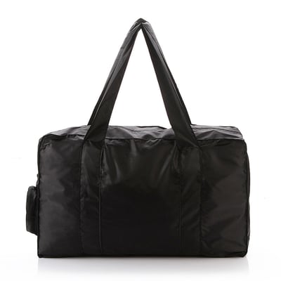 Travel Blue Folding Carry Bag i sort, en rummelig rejsetaske på 16 liter med to bærehåndtag, vist forfra på hvid baggrund.