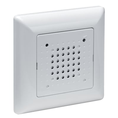 Grothe Urmet indbygningsringeklokke UP-LTW 120WS i hvid plast, designet til euro dåse og 12V AC drift.