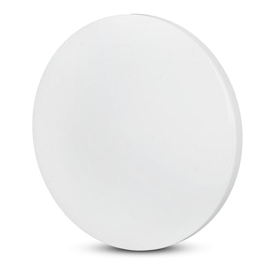 V-TAC 36W LED dome lys i hvid plast med et unikt stjernehimmel dæksel, 450mm i diameter, vist på en hvid baggrund.