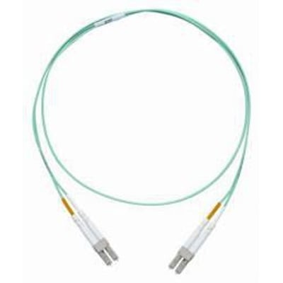 CommScope FO patchkabel OM4 Lazrspeed550 med LC-LC duplex konnektorer og grøn LSZH kappe, 8,54 meter langt.