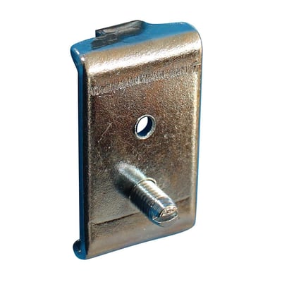 Maskinfabrikken Universal enkel monteringsplade med et hul og en skrue, fremstillet af metal.