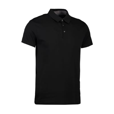 Sort Seven Seas The Polo S600-poloshirt i størrelse XL set forfra med kortærmer, krave og knaplukning.