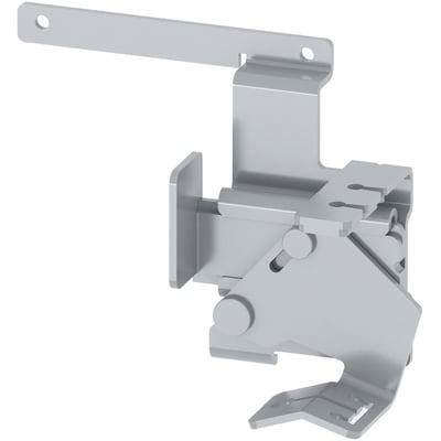 Siemens trækkabel interlock modul i metal, viser dets komplekse mekaniske dele og monteringsbeslag.