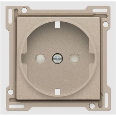 Niko afdækning til schuko stikkontakt i champagnefarve med synlig pillesikring og skrue for montering.