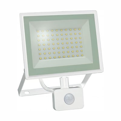 Hvid SpectrumLED Noctis Lux 3 LED-projektør på beslag med synlige dioder og bevægelsessensor.