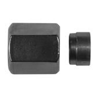 SO50021-08 omløbersæt med 8 mm tilslutning. Sættet består af en omløbermøtrik og en presring, fremstillet i mørkt metal som W.1.4571.