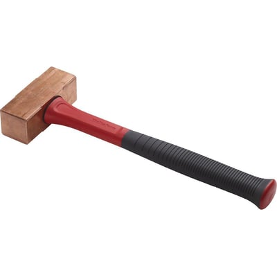 Hultafors kobberhammer CU med massivt kobberhoved og rødt/sort glasfiberskaft, isoleret på hvid baggrund.
