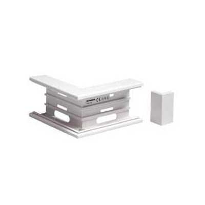 Schneider Electric udvendigt hjørne TEK-YH100 i hvid RAL9016 plast med dimensioner 52 mm højde og 100 mm bredde.