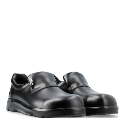 Sika Footwear 172111 Optimax S2 sorte hyttesko i str. 37 med blankt Permair-læder og hvid baggrund.