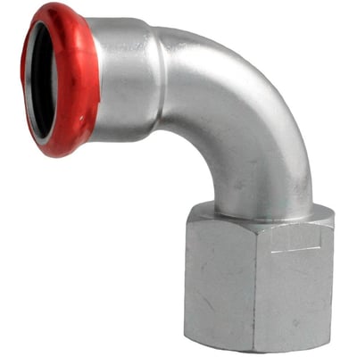 Unico forzinket overgangsbøjning 90 grader med 22mm press-ende og 3/4" indvendigt gevind.