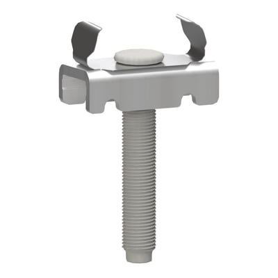 Lauritz Knudsen T-Bolt 26U, M10 x 50mm, varmgalvaniseret stål, vist på hvid baggrund.