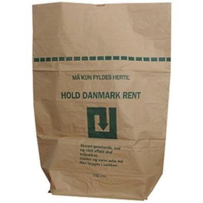 Brun papirsæk fra HOLD DANMARK RENT med 100 liters kapacitet og målene 70 x 95 x 25 cm.