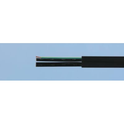Fladkabel H05VVH6-F med 12 ledere på 1,0 mm², sort PVC-kappe og isolerede ledere.
