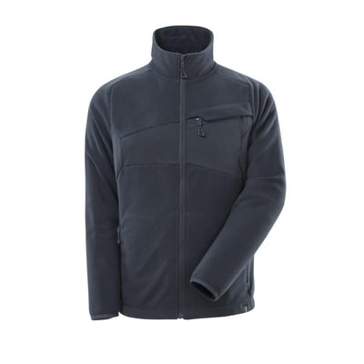Bagfra af Mascot Accelerate fleecejakke i mørk marineblå, str. XL, der viser den glatte fleece-overflade og detaljer ved kraven.