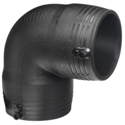 Georg Fischer ELGEF Plus el-svejsevinkel 125mm 90 grader i sort PE100 med indstøbt elspiral og 4mm stik.