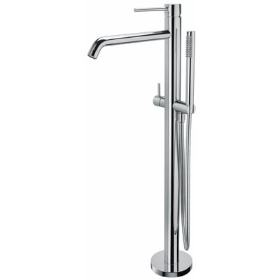 Strømberg Ligro etgrebs kar/bruserbatteri i skinnende krom, fritstående med vandstuds og håndbruser.