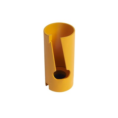 Gul Ironside HM-hulsav på 32 mm med åben, cylindrisk krop og synligt gevindhul til centerbor.