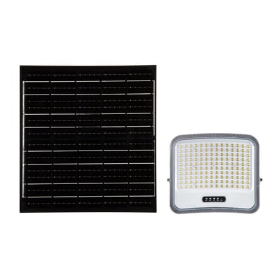 V-TAC 25 W LED-projektør med solcelle, sort panel og lys front med LED-dioder.