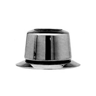 Detaljebillede af Karfa rørbøsning med flange, viser den glatte, polerede overflade i rustfrit stål.