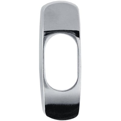 Assa Abloy cylinderring 412155 på 18 mm med aflang oval åbning og blank, sølvfarvet overflade set forfra.