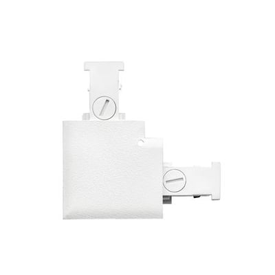 SG Armaturen Zip indbygget L-samling i hvid til 230V skinnesystem, der viser den hvide L-formede samling på en neutral baggrund.