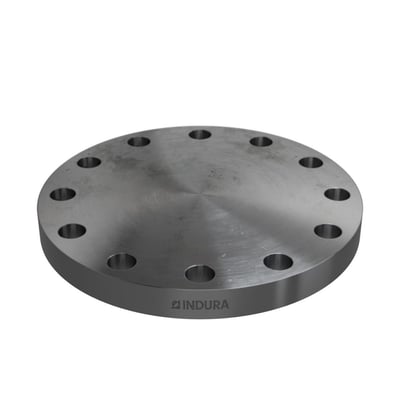 Indura blindflange, 219,1 mm, PN40, med 12 bolthuller og tydeligt Indura logo på siden.