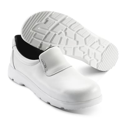 Sika Footwear Ootimax S2 hvid hyttesko i str. 41, fremstillet af Permair-læder med skridhæmmende ydersål og stål tåværn.