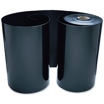 GreenMax rodbarriere i sort HDPE, vist som to ruller på 50 meter, 500 mm bredde og 1 mm tykkelse.